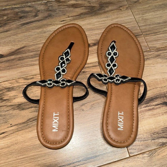 Mixit Women's Black and Brown Sandals - Picture 1 of 3